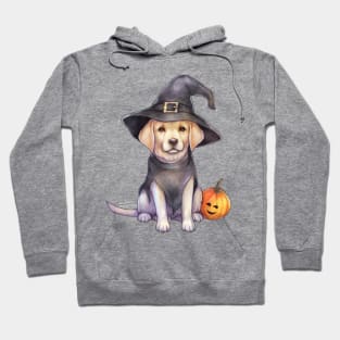 Watercolor Labrador Retriever Dog in Witch Hat Hoodie